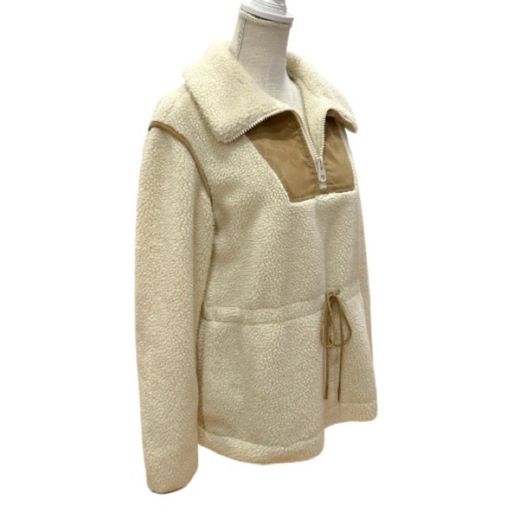 Coach Half-Zip Cream Sherpa Fleece Pullover Jacket with Tan Accents Size XS - Picture 3 of 7
